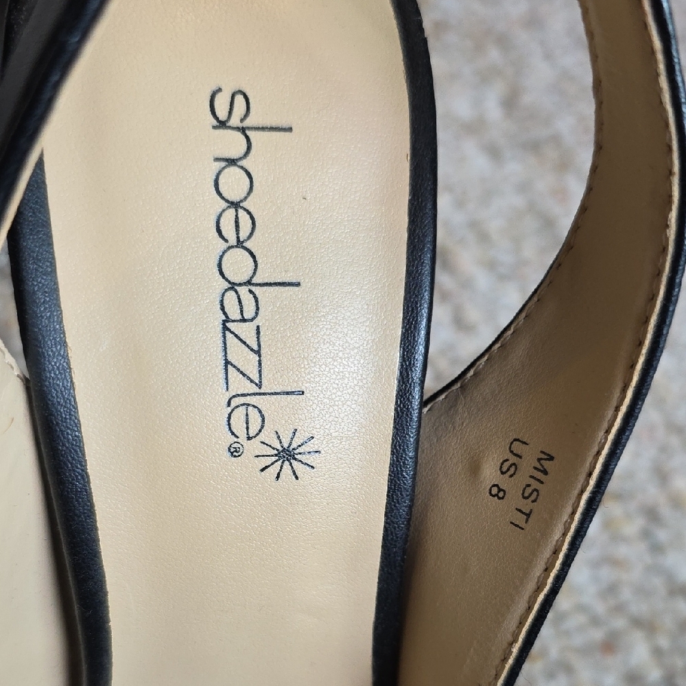 Shoe Dazzle Misti Black Slingback Peep Toe Heels - Picture 7 of 7